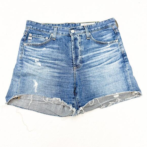 AG The Alex Vintage Boyfriend Short Raw Hem Denim Jean Shorts Size 26 - Picture 1 of 5